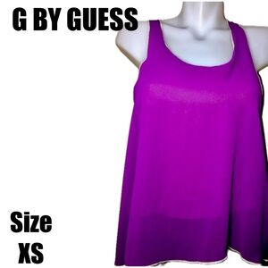 G BY GUESS SHEER PURPLE & LIME GREEN TANK XS